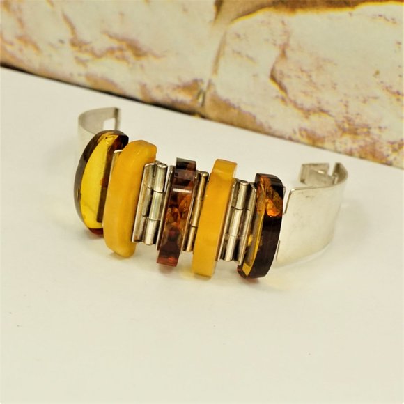RARE BALTIC AMBER STERLING BRACELET By GLIWINSKI - Picture 9 of 16
